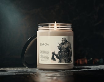 Vela de soja perfumada de raza Half-Orc / D&D, 9 oz, fantasía, juegos de rol, Pathfinder, regalo geek, juegos de mesa y meditación