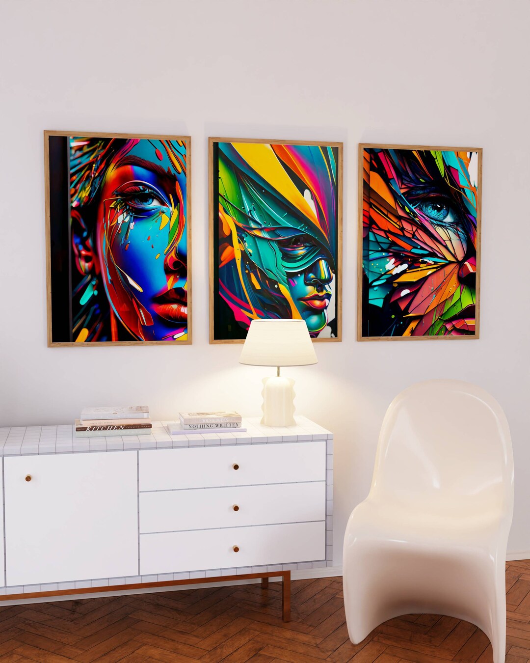 Wall Art Set of 3 Abstract Wall Art Prints Vivid Colours Etsy