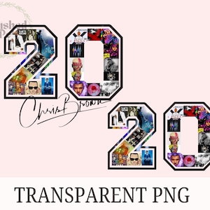May include: A digital artwork featuring the number 20, constructed from a collage of images, outlined in black. The signature "Chris Brown" is below, with "TRANSPARENT PNG" at the bottom.