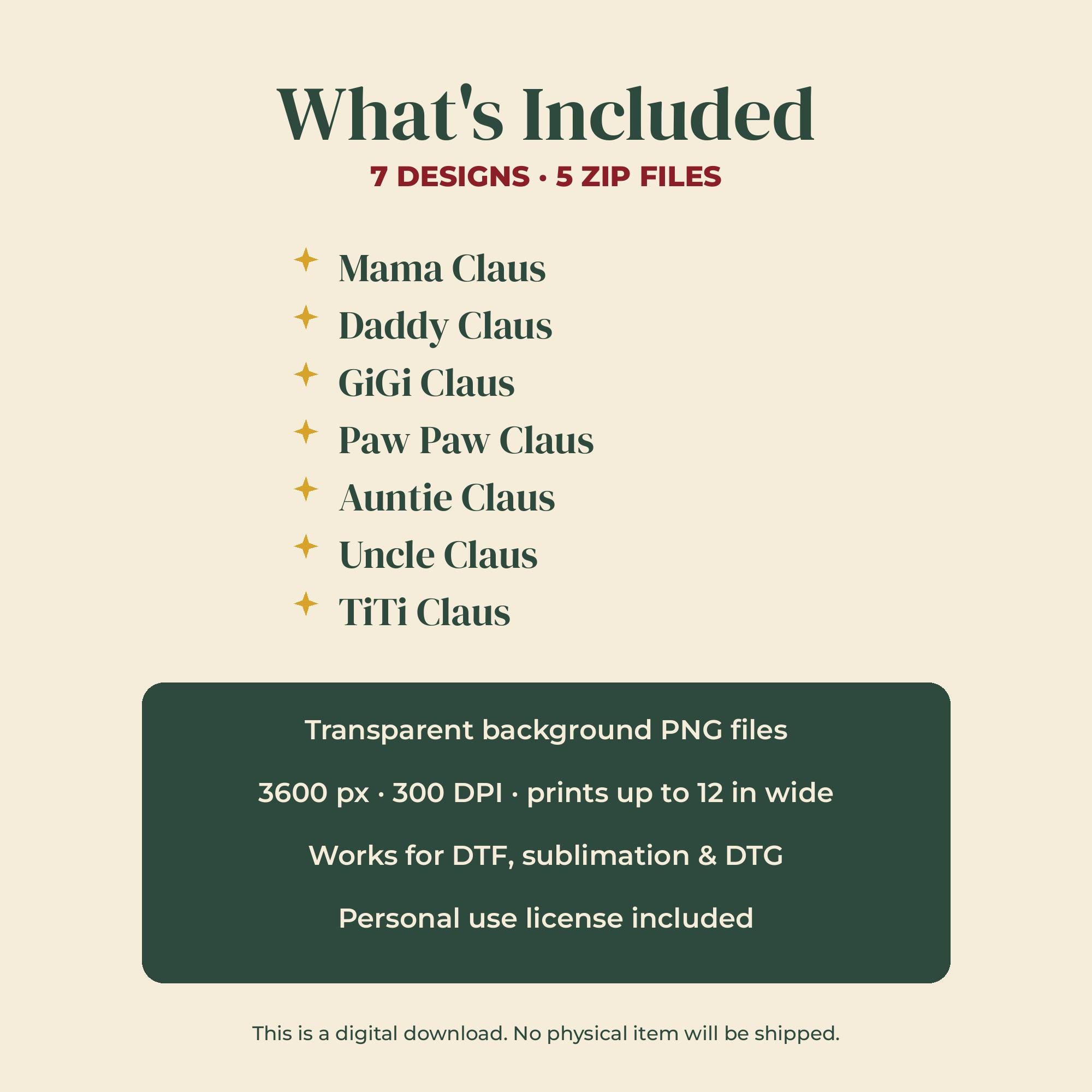 Claus Family Christmas PNG Bundle | Digital Download – Image 2