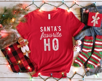 Santa's Favorite Ho Christmas Shirt Womens Holiday Shirt Shirt to wear Christmas Day