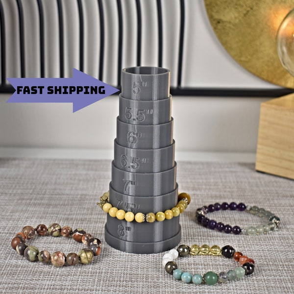 Jewelry sizer - The Tower | Vibrant colors | Bracelet sizer |  Bracelet display stand | 3" - 12" sizes | Customizable | 3D Printed