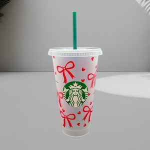 Personalised Hearts & Bows Starbucks Cold Cup