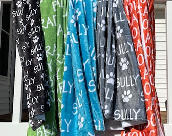Personalized Paw Print Name Blanket For Pet, Custom Dog Blanket, Plush Blanket, Personalized Puppy Blanket, Dog Bed Blanket, Monogram Dog