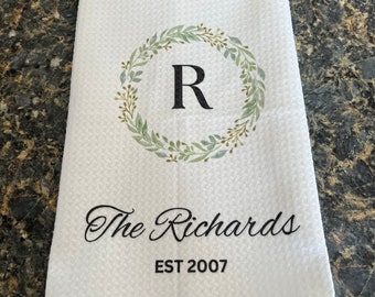 Personalized Tea Towel, Personalized Dish Towel, Wedding Gift Personalized Name, Custom Name Tea Towel, Wedding Tea Towel, Custom Tea Towel