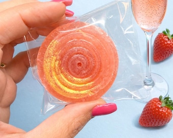 Pink Champagne & Strawberry Jam Crystal Candy / Stuffed Kohakutou