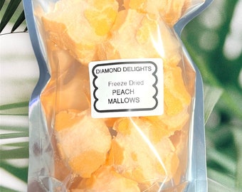 Freeze Dried Peach Mallow Candy. Dry Freeze Treats TikTok asmr novelty crispy candy marshmallows