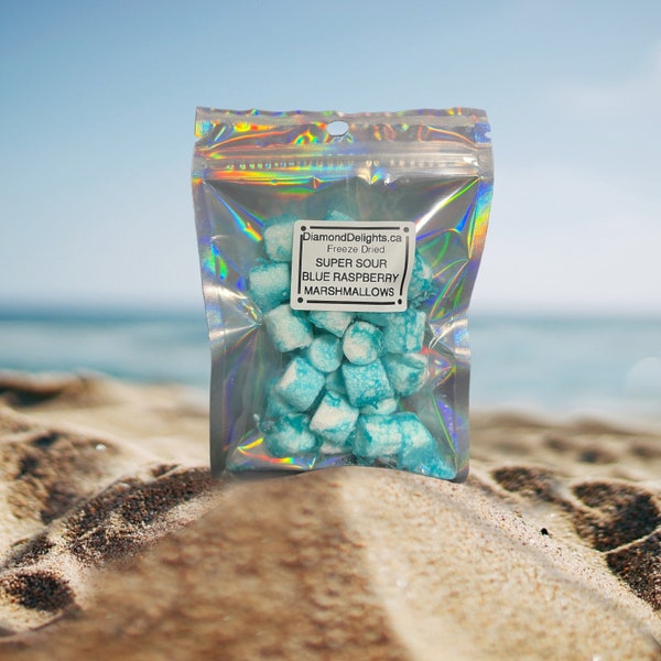 Freeze Dried Super Sour Blue Raspberry Marshmallows candy gummies, Novelty Candy Bag, unique gift, gummy marshmallow candy