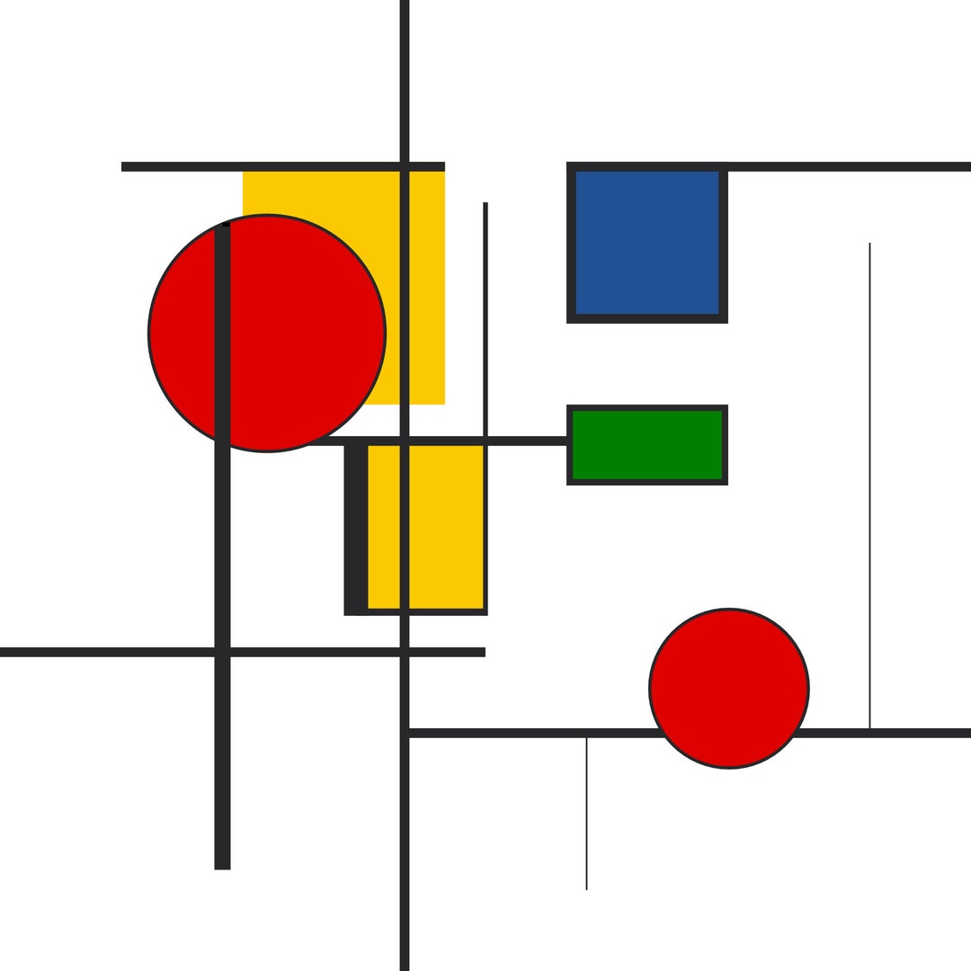 Digital Mondrian Bauhaus Style Fine Art for Your Wall Etsy