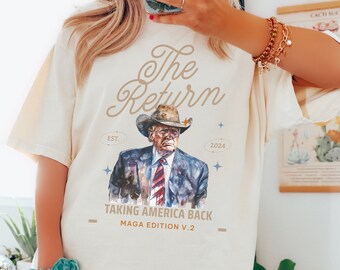 Comfort Colors® Cowboy Trump Shirt, Trump President 2024 Shirt, Trump Daddy Shirt, Western Trump Shirt, Western Donald Trump Republican Gift