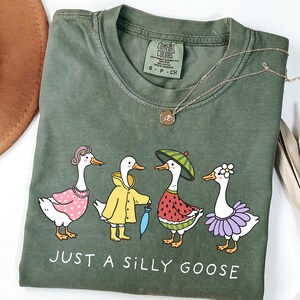 Comfort Colors® Just a Silly Goose Shirt | Funny Goose T-Shirt | Retro Animal Graphic Tee | Cute Farm Shirt | Whimsical Summer Tee