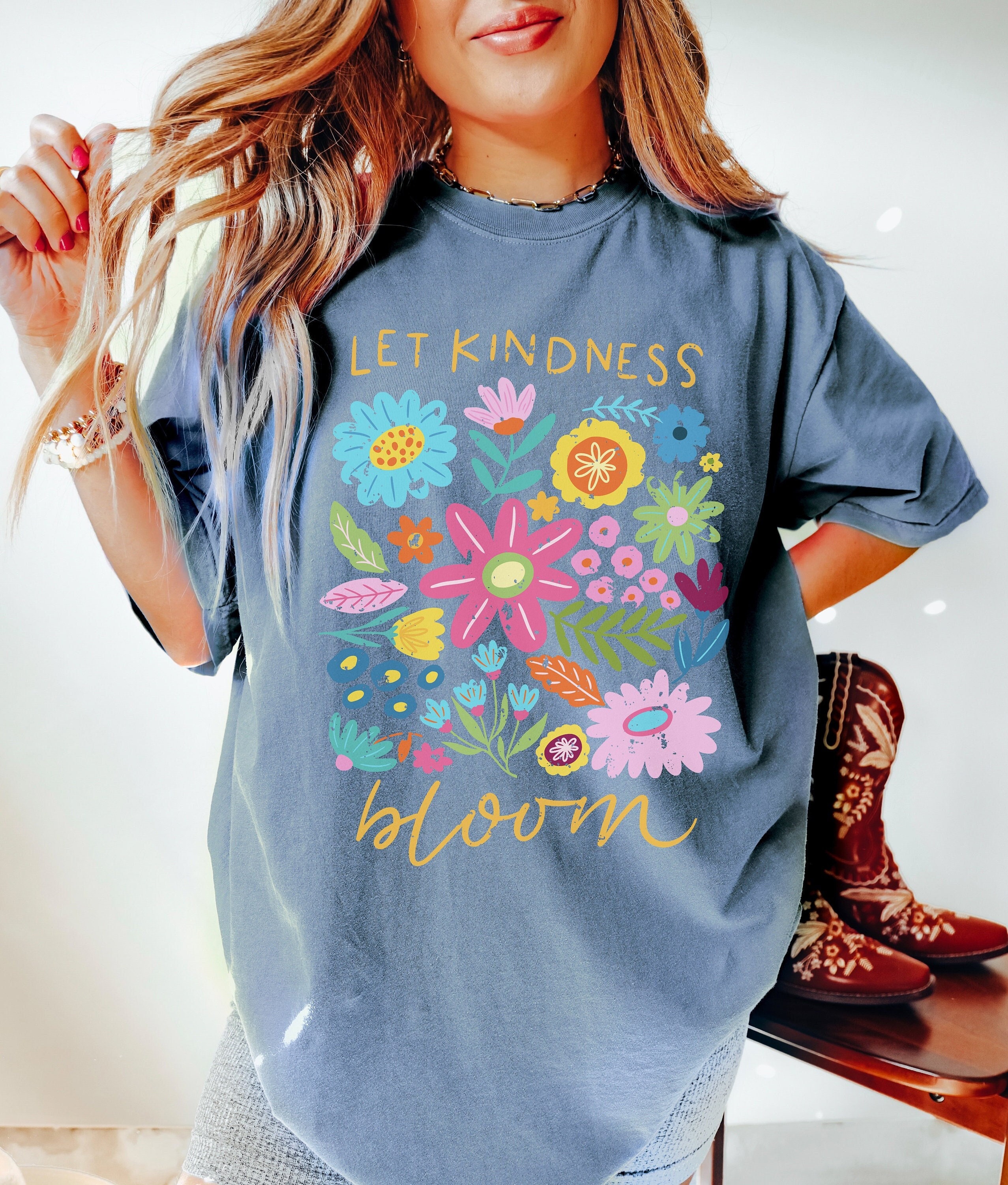 Comfort Colors® Wildflower Shirt, Botanical Shirt, Nature Shirt, Let kindness bloom, Wildflower Tshirt, Be Kind Shirt, Floral Kindness Tee