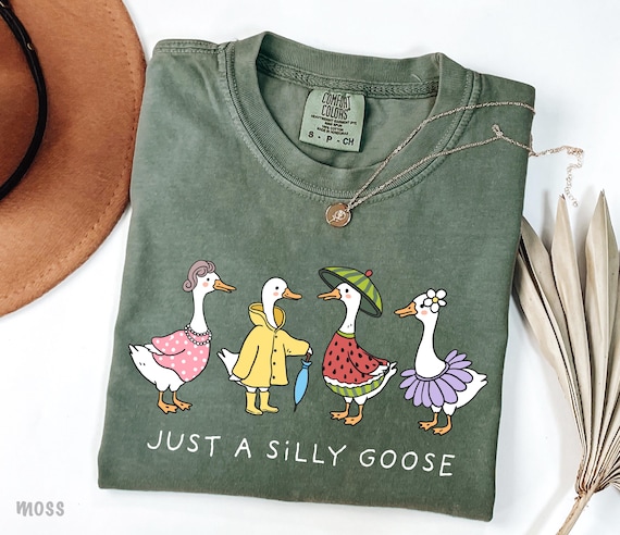 Comfort Colors® Just a Silly Goose Shirt | Funny Goose T-Shirt | Retro Animal Graphic Tee | Cute Farm Shirt | Whimsical Summer Tee