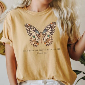 Maglietta religiosa Comfort Colors®, maglietta di Gesù, perché conosco i piani che ho per te, streetwear cristiano, maglietta con versetto della Bibbia, merchandising cristiano