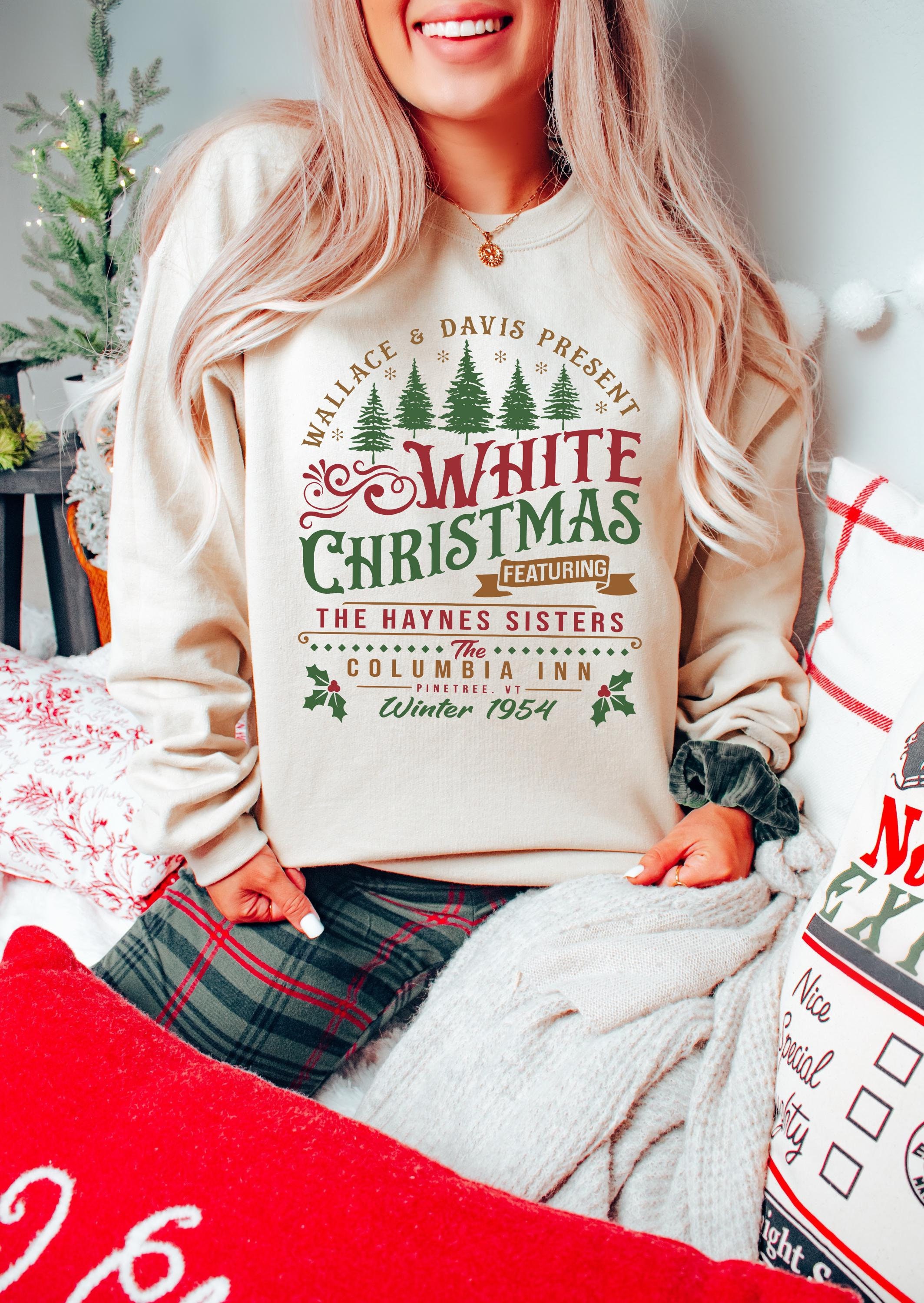Columbia Inn Pine Tree Vermont Christmas Sweatshirt, A White - Inspire