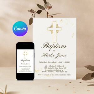 Baptism Invitation - Gold Simple | Digital Template
