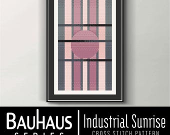Amanecer industrial: patrón de punto de cruz / Incluye archivos PDF y Saga / Diseño abstracto con una paleta de colores limitada / Arte único hecho a mano