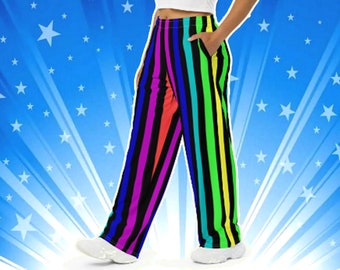 Multicolor Clowncore Striped Lounge Pants Pajamas / Unisex Casual Loungewear Wide-Leg Pockets
