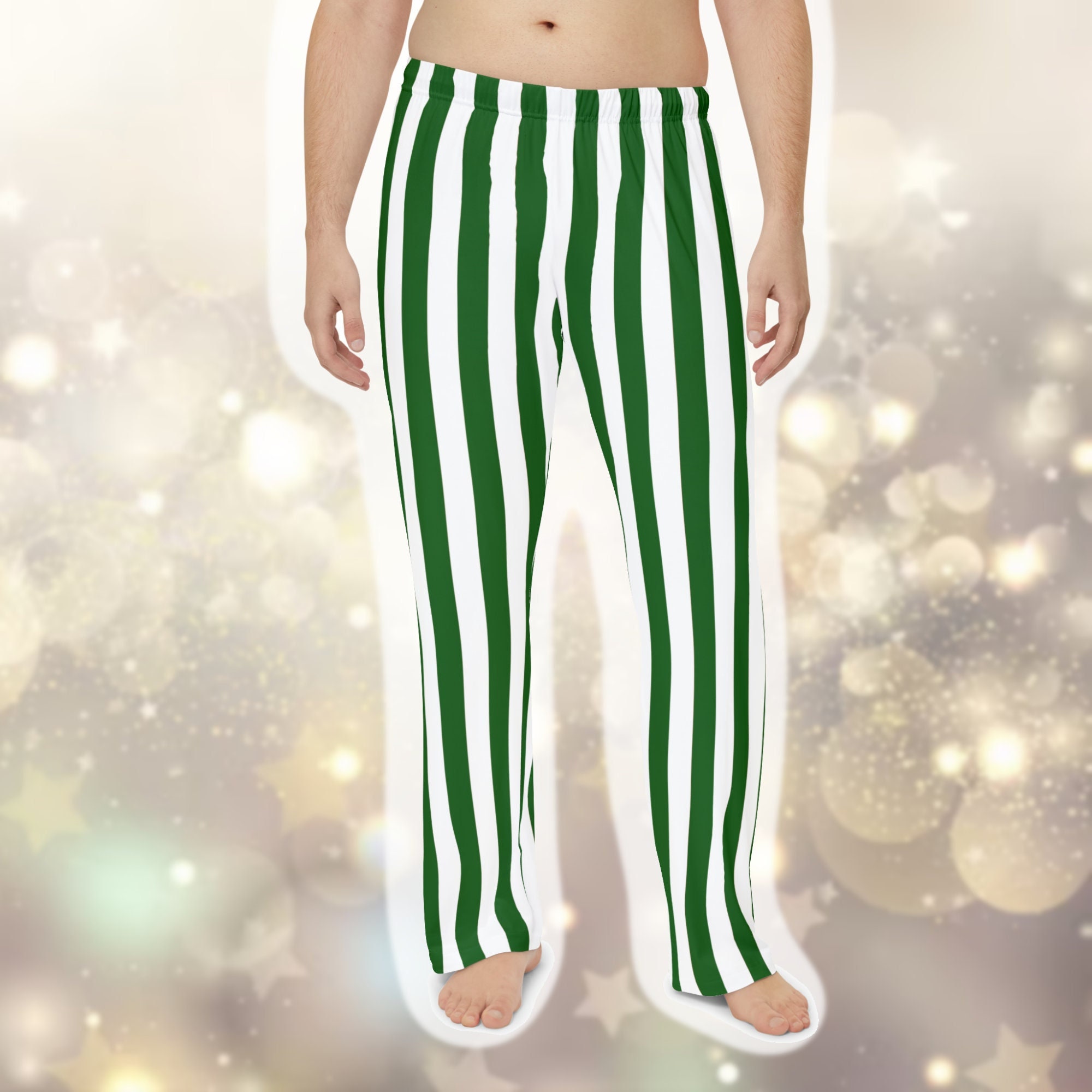 Green and white striped pajama pants hotsell
