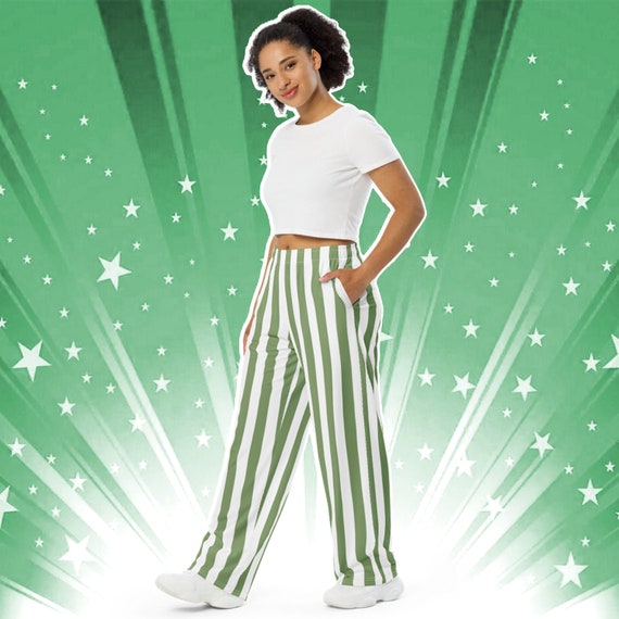 Green White Striped Lounge Pants Pajamas Unisex Casual Loungewear Wide leg Pockets Etsy Canada