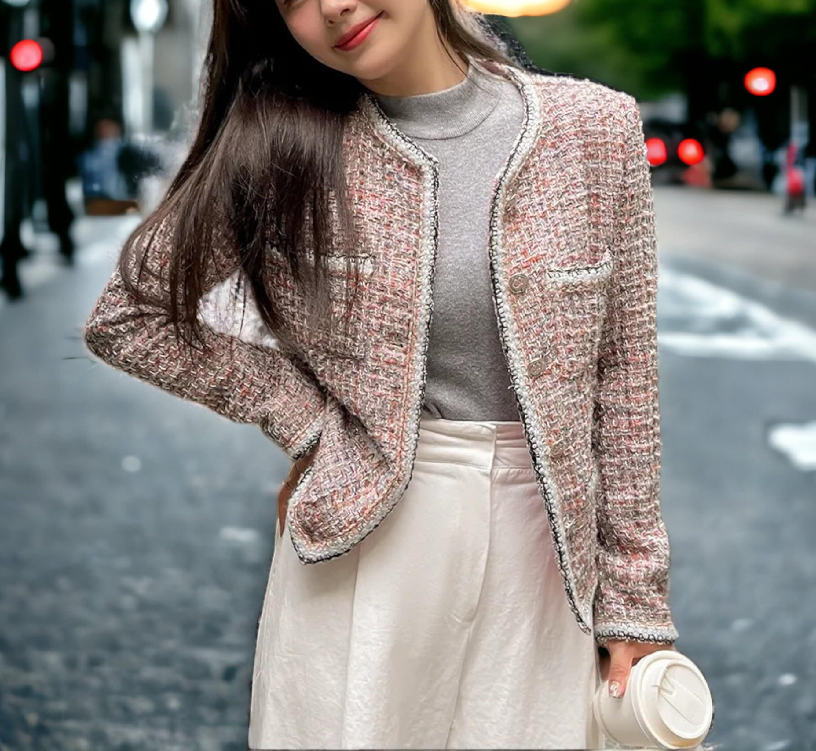 Classic Ivory tweed Chanel suit  Tweed suit women, Chanel street style,  Dressy casual