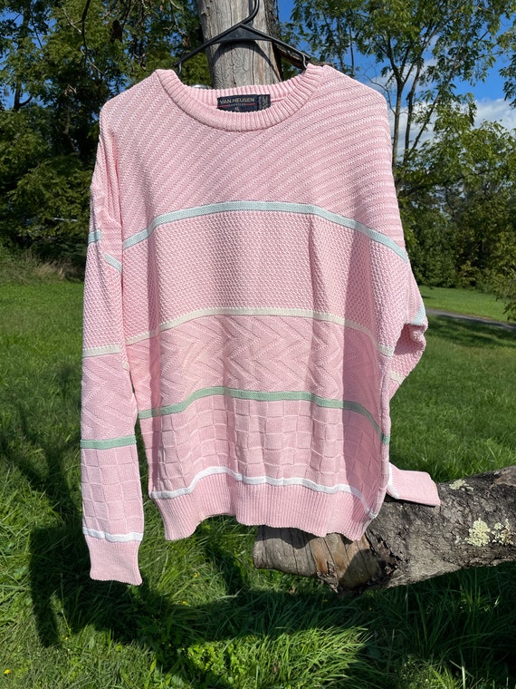 Vintage Sweater Pink 90's 2000 Textured Knit Past… - image 2