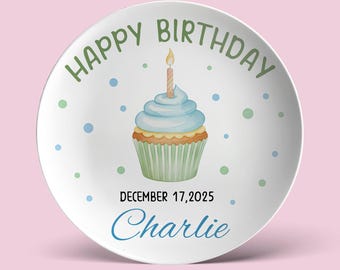 Personalized 1st Birthday Plate, Ceramic Keepsake, Custom Name Heirloom Gift for Baby Girl, First Birthday Decoration P1020PXW0