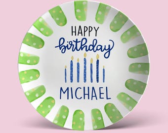 Custom Birthday Plate with Name & Candles – Personalized Kids Birthday Dish, Unique Celebration Keepsake, Special Day Gift Idea D923B6N0