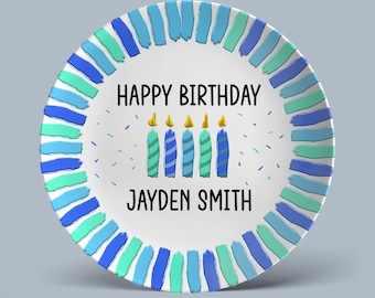 Custom Birthday Plate Personalized Happy Birthday Dish with Candles and Sprinkles Unique Party Keepsake Gift Special Note Option D92A0J0