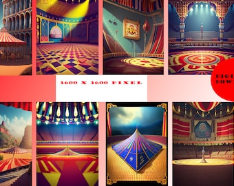 Vintage Zirkus Digital Paper Pack: Karneval Hintergründe (Digitaler Download)