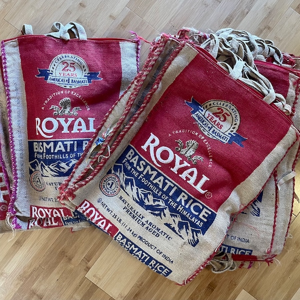 Royal Basmati Rice Bags, Unique Sewing Material, Unique Fabric, Burlap Sacks, Totes, Jute for Crafting, Decoration etc.