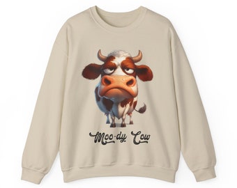 Farm Moo-dy Cow Funny Farm animals being grumpy | Unisex Heavy Blend™ Crewneck Sweatshirt