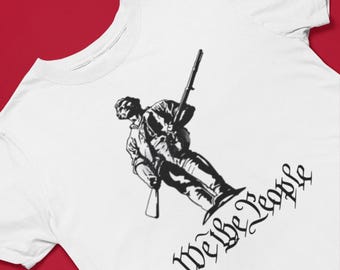 Vintage Minute Man Soldier T-shirt 'We The People' Colonial Script Patriotic Tee