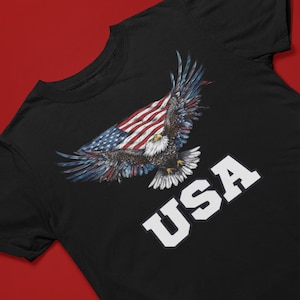 American Bald Eagle Unisex Tee, Patriotic Graphic T-Shirt for Men and Women, USA Flag Shirt, Fourth of July Top, Independence Day Apparel