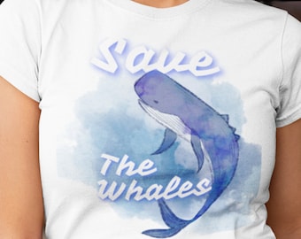 マッコウクジラの絵でクジラを救おうTシャツ