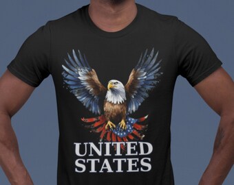 United States with Eagle colored in stars and stripeson a Unisex Heavy Cotton Tee