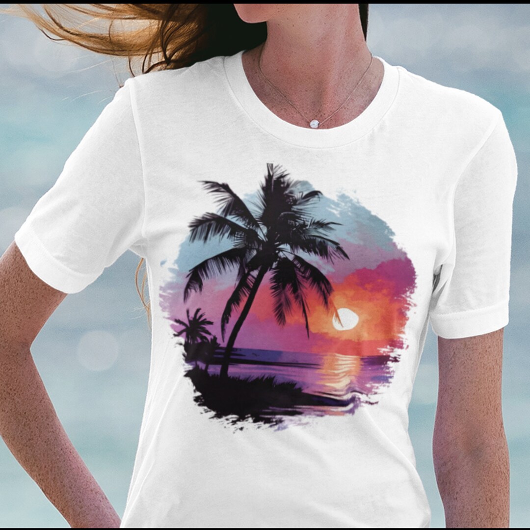 Palm Tree Sunset Hawaiian Shirt for Women
