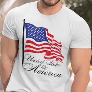 United States of America with American Flag T-Shirt | Patriotic USA Tee