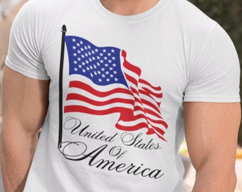 United States of America with American Flag T-Shirt | Patriotic USA Tee