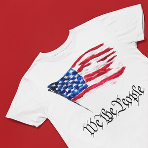 Distressed American Flag T-Shirt with &quot;We The People&quot; | Patriotic Tee | Fourth of July Shirt