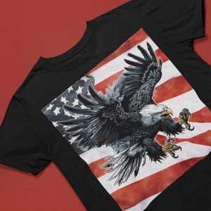 American Bald Eagle Hunting T-shirt | Majestic Bald Eagle Illustration Tee | Symbol of American Strength Shirt