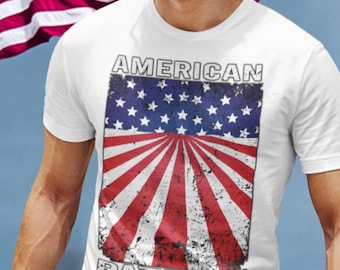 American Patriot T-Shirt | Stars and Stripes Design | Distressed Vintage Look