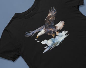 Eagle Graphic Tee, Bald Eagle T-Shirt, Wildlife Animal Shirt, Nature Lover Gift, Patriotic Bird Top, Unisex Heavy Cotton Tee
