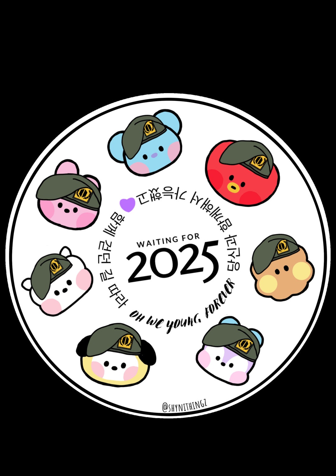 BTS BT21 Minini Sticker Waiting for 2025 Kpop Military Wife Etsy