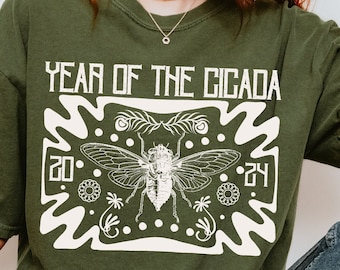 2024 Cicadas Comfort Colors Shirt Dark Academia Gifts Year of The Cicada Bug Clothing Cicada Entomology Insects Loving Bugs Trending T-Shirt