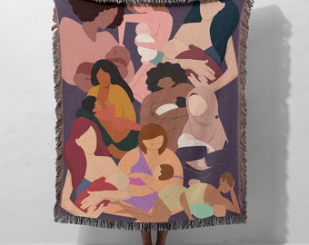 Breastfeeding Blanket Inclusive Art New Mom Throw Thank You Gift For Lactation Consultant Postpartum Doula Breast Feeding IBCLC Minimalist