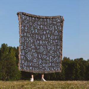 Viking Runes Throw Runic Blanket Rune Scandinavian Gothic Folk Art ...