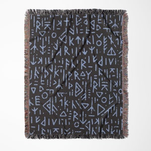 Viking Runes Throw Runic Blanket Rune Scandinavian Gothic Folk Art ...