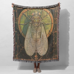 Cicada Throw Blanket Cicadas Tapestry Dark Academia Gifts Year of The Cicada Bug Decor Entomology Insect Green Pastel Bedroom Decor