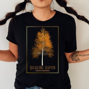 Aspen Tree Shirt, Field Guide Aspen Forest TShirt, Tree Hugger Gift, Fall Leaves Aspen Forest Tree Tee, Camping Lover Gift, Quaking Aspen